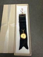 Mourning Locket on Sash Gold Toned