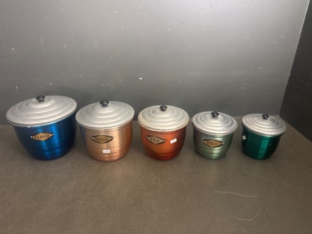 Mid Century Metallic Food Canisters
