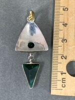 Sterling Silver & Gilt Brass Green Topaz Pendant - 2