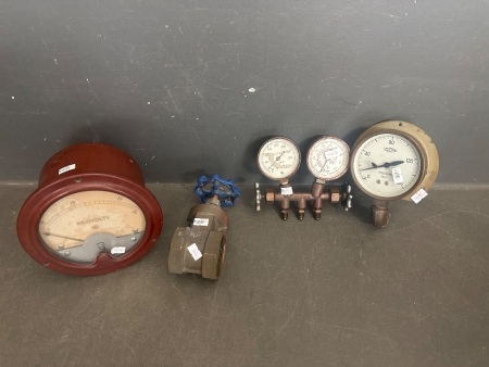 3 x Vintage Gauges and 1 x Tap