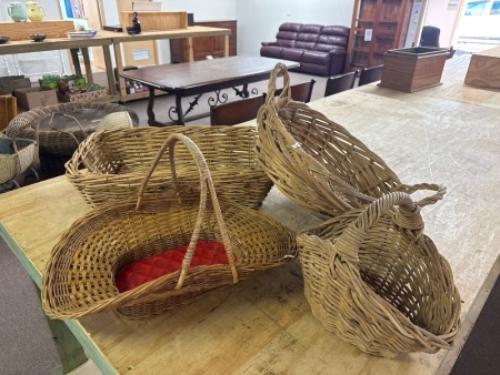 Collection of 4 Cane Baskets