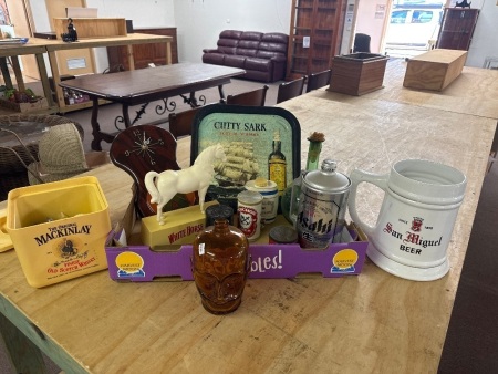 Mixed Bar Ware Lot inc. White Horse, Mackinlay, San Miguel
