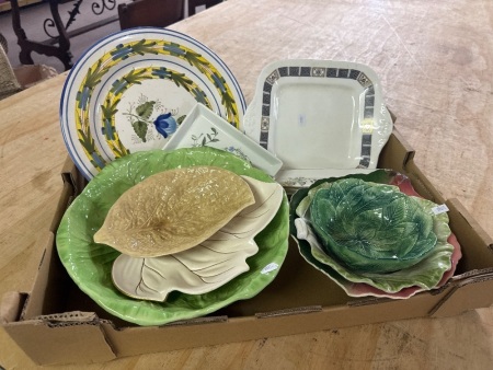 Large Asst of Floral and Leaf Plates and Bowls