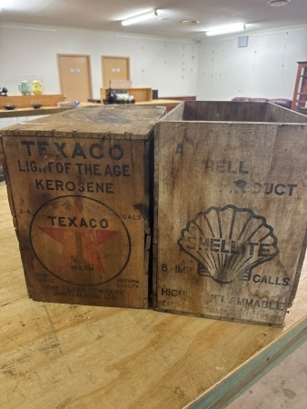 Vintage Texaco and Shell Wooden Crate