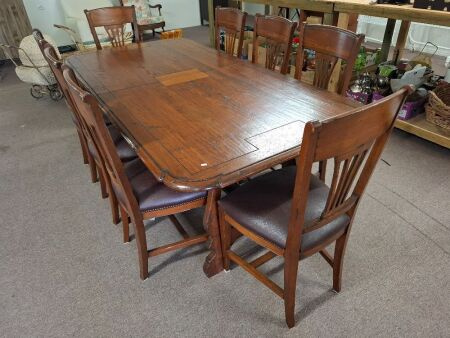 French Provincial Extendable Timber Dining Table with 8 Chairs