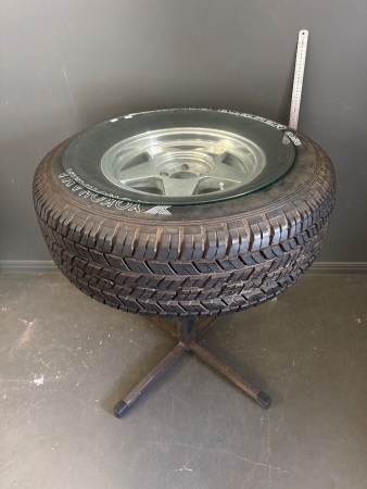 Yokohama Super Digger 8158 Tyre - Converted into Bar Table with Glass Top