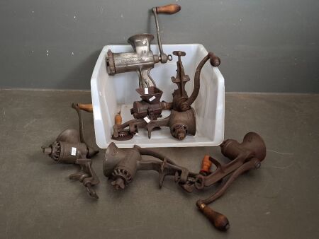 7 x Vintage Meat Grinders - All Marked