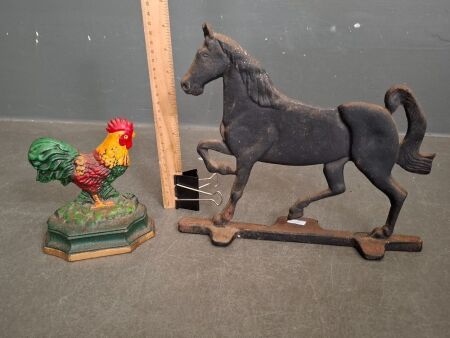 2 Cast Iron Animal Door Stops