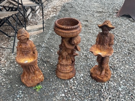 3 Rustic Garden Statues