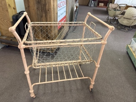 Antique Metal Childrens Cot on Castors