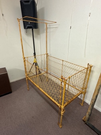 Antique Childrens Metal Bed / Cot