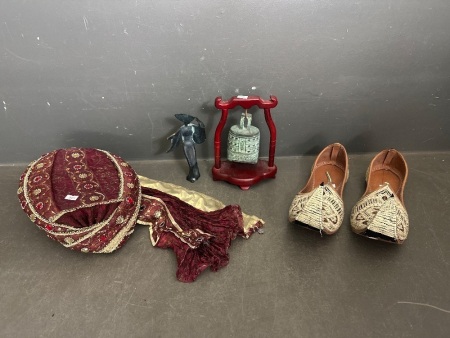 Traditional Aladdin Shoes & Safa Turban - Incs Mini Asian Gong