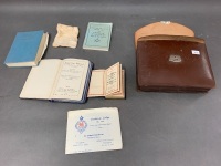 Vintage Masonic Leather Pouch & Apron + Books c1960's - 2