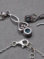 Sterling Silver and Blue Gemstone Necklace and Earring Set - 2