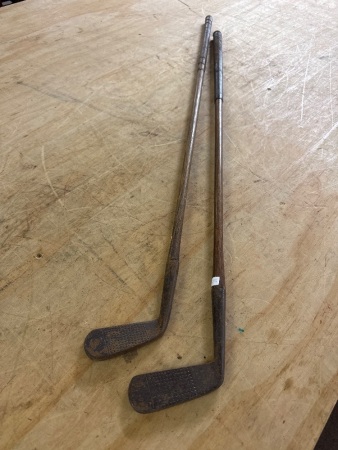 2 Antique Hickory Shaft Golf Clubs - Both Marked