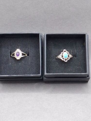 2 Art Deco Gemstone Rings - Both Stamped 925