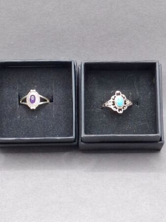 2 Art Deco Gemstone Rings - Both Stamped 925