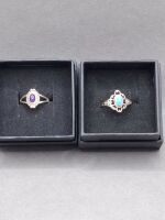2 Art Deco Gemstone Rings - Both Stamped 925