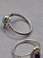 2 Art Deco Gemstone Rings - Both Stamped 925 - 2