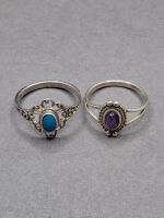 2 Art Deco Gemstone Rings - Both Stamped 925 - 3