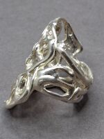 Art Deco Statement Ring and Heart Pendant on Chain - 3