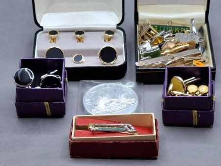 Assortment of Cuff Links and Pins&nbsp;