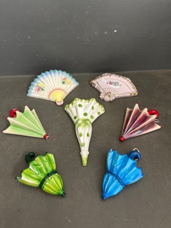 Vintage Umbrella and Fan Wall Vases