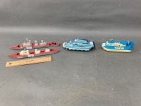 2 Matchbox Frigates & Hovercraft + Captain Scarlet Spectrum Pursuit Vehicle - 2