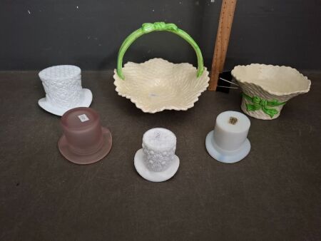 Vintage Ceramic Top Hats and Hat Decor - 1 Glass