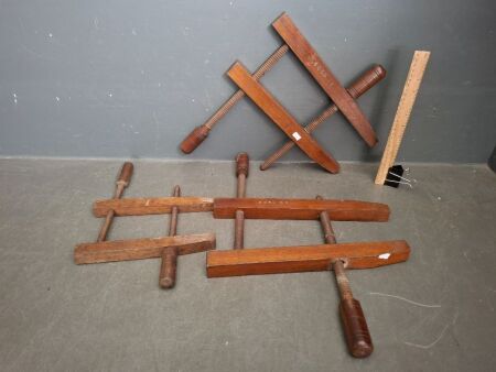3 Vintage Wooden Clamps