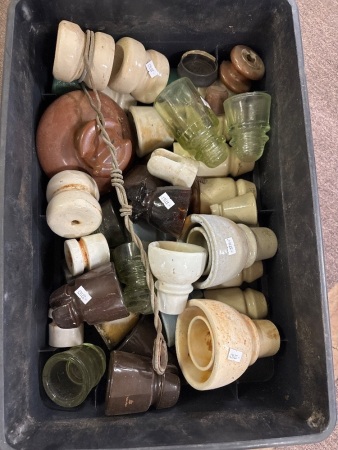 Large Lot of Ceramic and Glass Insulators&nbsp;