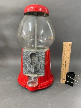 Vintage Alloy & Glass Bubble Gum Dispenser