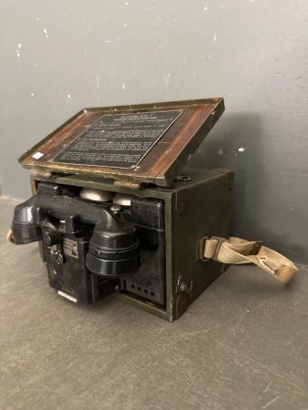 Military Slide Out Telephone Set - in wooden case