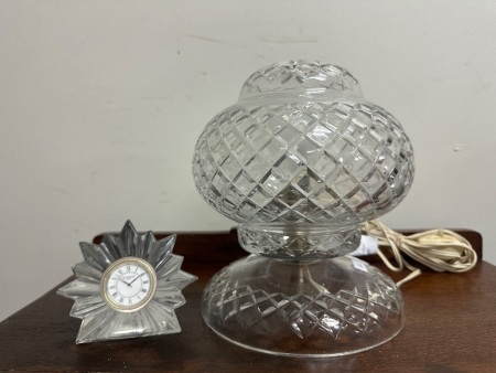 Vintage Art Deco Crystal Lamp & Waterford Crystal Clock&nbsp;