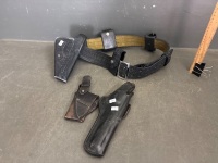 Leather Gun Belt - made in USA - with Extra Attachments/Gun Holsters - 2