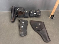Leather Gun Belt - with Extra Attachments/Gun Holsters - 2