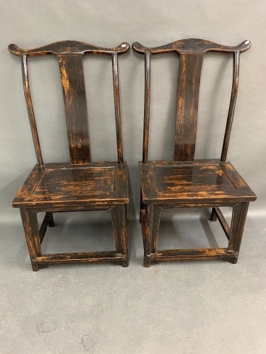 Pair of Tall Timber Backed Chinese Chairs