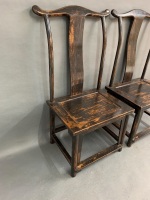 Pair of Tall Timber Backed Chinese Chairs - 2