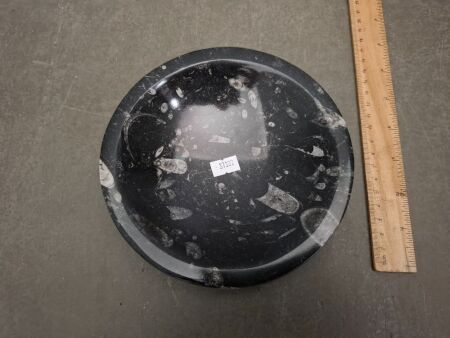 Bowl Made From 400 Million Year Old Fossil Filled Marble - From Morocco