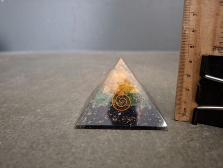 Orgonite Crystal Healing Pyramid with Citrine, Green Aventurine and Black Tourmaline Crystals