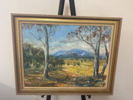 M Bryant - Cows in Paddock Oil on Board