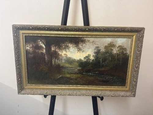 Gloomy River Oil on Board - signed left hand corner by artist