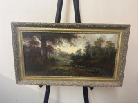 Gloomy River Oil on Board - signed left hand corner by artist