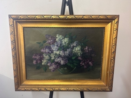 Bouquet in Vase Oil on Canvas - artist unknown