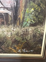 H Thomas - House with Windmill Landscape Oil on Board - 3