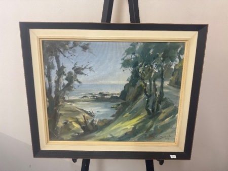 NZ Artist Lloyd Layeour - Waikaura Cove Oil on Board