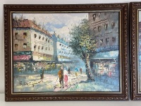 Burnett - 2 Abstract City Scenes Oil on Board - 2