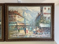 Burnett - 2 Abstract City Scenes Oil on Board - 3
