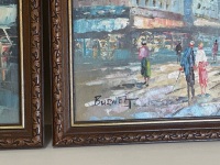 Burnett - 2 Abstract City Scenes Oil on Board - 4