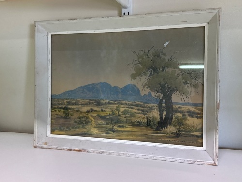Albert Namatijra - McDonnell Ranges 1945 Framed Print